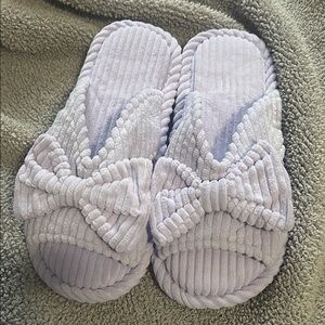 Cozy Lavender Bow Slippers